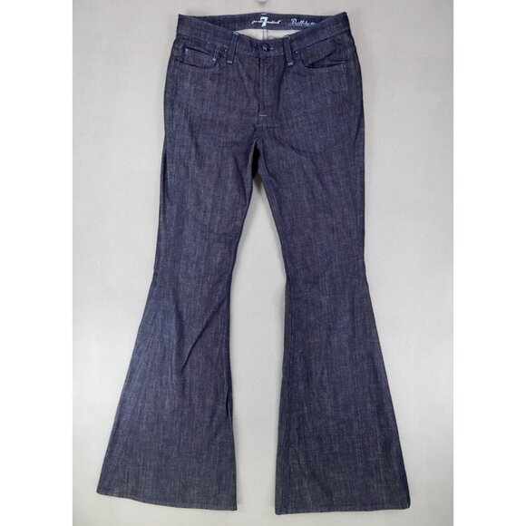 7 for All Mankind Jeans Size 27 Flare Bell-Bottom‎ Dark Blue Y2K Wide Leg USA - Picture 1 of 9